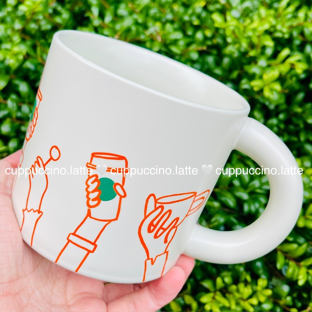 NWT🎉Starbucks 2026 Cream Valentine’s Day Cheers Graphic Ceramic 12 oz Mug